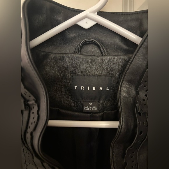 NWT Tribal Fashion Boho Genuine Leather Jacket, Black, Size 12 - Picture 5 of 10
